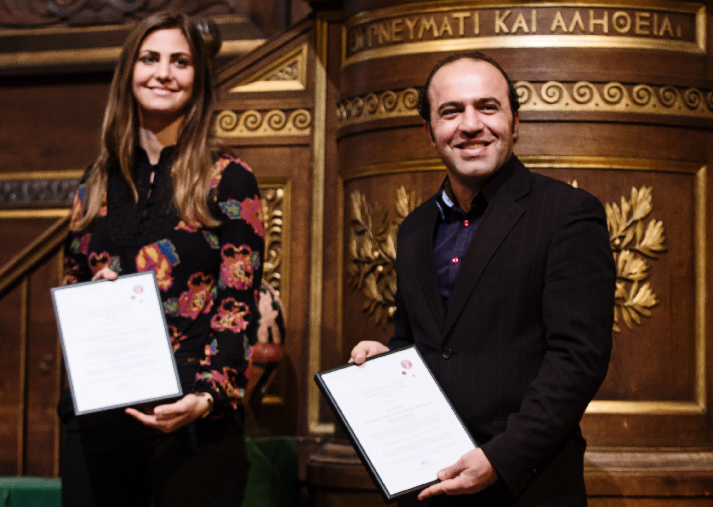 Award recipients: The mentors, Rezkar Jaafar Mohammad and Ghislaine Calleja.